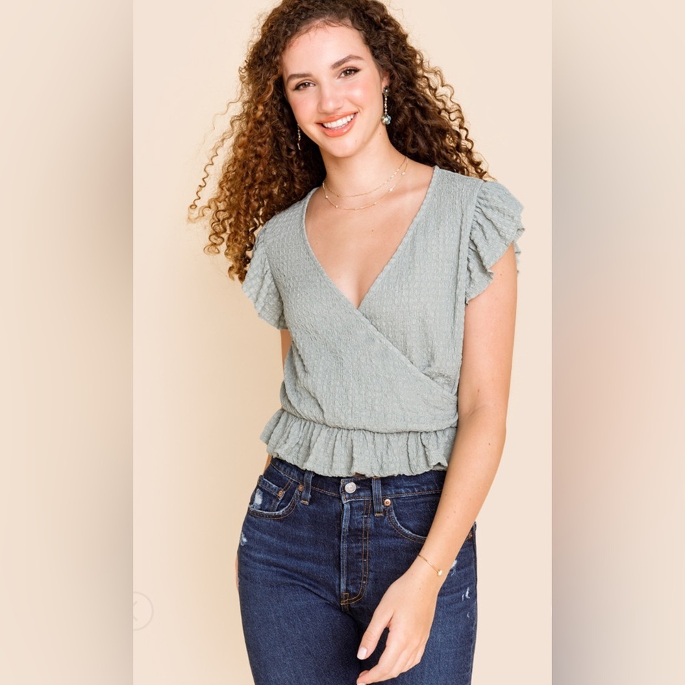 Elegant Green Wrap Top